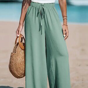 Cupshe Sage Green Wide Leg Pants | XL | Paperbag Waist with Drawstring | NWT